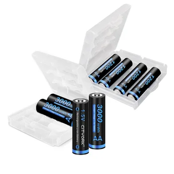 1,5 V AA Li-ion Įkraunama Baterija 3000mWh + 1,5 v AAA tipo ličio baterijos įkrovimo 1200mWh su 1,5 V AA AAA Baterijų Įkroviklis 124967