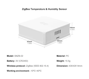 1-50pcs SONOFF SNZB-02 Zigbee Temperatūros Jutiklis Drėgmės jutiklis eWeLink APP stebėti ZBBridge Dirbti Su Alexa 