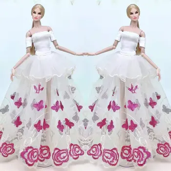 1:6 Gana Drugelis Gėlių Nėrinių Sijonas Off Peties Marškinėliai Barbie Lėlės Drabužiai Princesė Suknelė 11.5