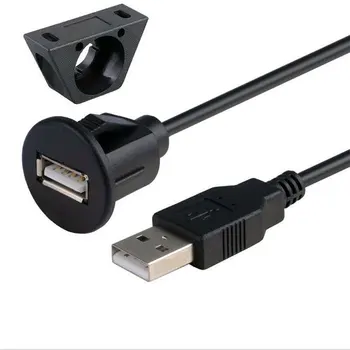 1 m / 2 m automobilio prietaisų skydelio montavimo USB 2.0 vyrų ir moterų lizdas skydelyje pratęsimo kabelis single port USB2.0 female kabelio 53577