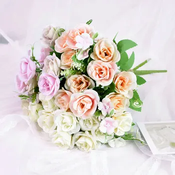 10 Galvų Dirbtinių Rožių Žiedų Puokštė Šilko Gėlės Rožės Namų Nuotakos Vestuvių Šalis Dekoro Netikrą Gėlių Stiebai 1 Puokštė