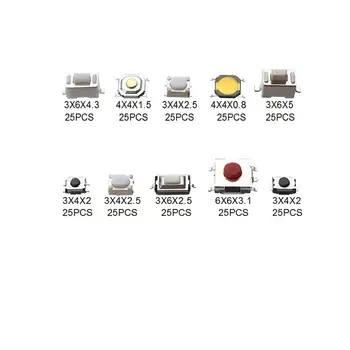 10 modelių 250 vnt Lytėjimo Mygtukas Jungiklis Mikro Jungiklis Automobilio nuotolinio valdymo pulto mygtuką jungikliai
