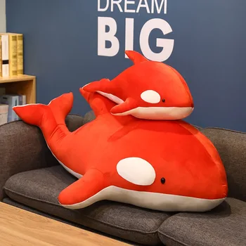 100CM Didelis Naujas Super Minkštas Pliušas Žaislai, Raudona Ir Juoda Žudikas Banginių Jūrų Gyvūnų Pagalvę Pliušinis Banginis Miego Pagalvėlė Vaikų Dovanų 32730