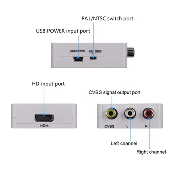 1080P HD Mini RCA AV Composite Adapteris Keitiklis, Garso ir Vaizdo Kabelis CVBS AV Adapteris Konverteris HD TV su USB Laidu