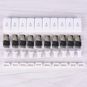 10VNT balta/juoda Micro USB Male Plug Jungčių Rinkinys Apima 152183
