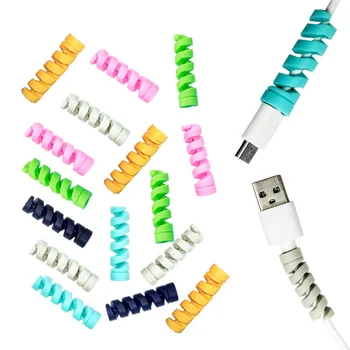 12Pcs Spiral USB Charge Cable Protector Data Cord Saver Cover for iPhone Android 11927
