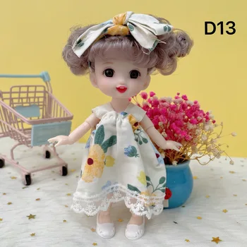 16CM Veiduką BJD Doll su Drabužius, galvos Apdangalai, 3D Akis Mados Princesė Kūdikis Berniukas Mergaičių uzpost Lėlės Priedai 