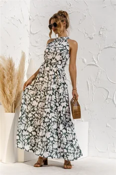 18 Spalvų Moterims Gėlių Maxi Suknelės Rankovių Bohemijos Boho Ilgai Sundress Moterų Suknelės Atsitiktinis Vasaros 450