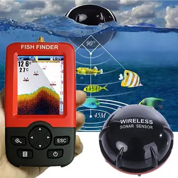 1pc Smart Nešiojamų Gylis Žuvų Ieškiklis su 100M Belaidžio Echolotai Jutiklis Aido geresnį LCD Fishfinder Ežero Jūros Žvejybos Sūraus vandens 5372