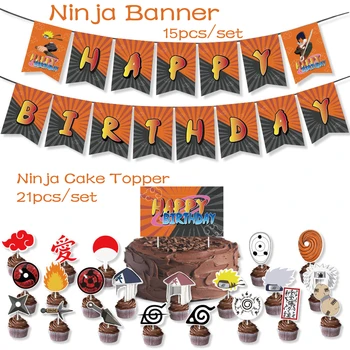1set Ninja Gimtadienio Dekoracijas, Lateksiniai Balionai, Vėliavėlės, Vaikams, 1-su Gimtadieniu Ninjago Šalies Prekių Baby Shower Berniukas Dovanos