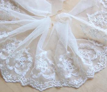 1yrd/daug Plotis:11cm Vintage rose širdies dizaino Apdailos nėriniai išsiuvinėti nėriniai drabužių vestuvių suknelė Scrapbooking(ss-649)