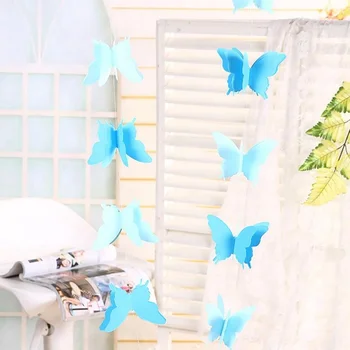 2.7 m Spalvinga 3D Drugelis Popieriaus Girliandą Reklama už Gimtadienio Baby Shower Apdailos Vestuvių Namo Kambaryje Apdailos Reikmenys 270