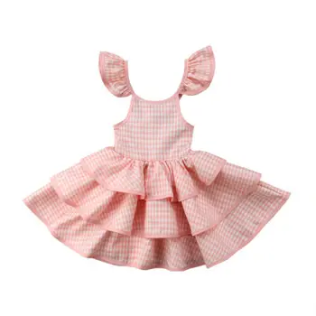 2019 NWE Baby Girl Saldus Suknelė Princesė Pledas Susiėmę Šalies Dirželis Backless Suknelė Drabužius 7251