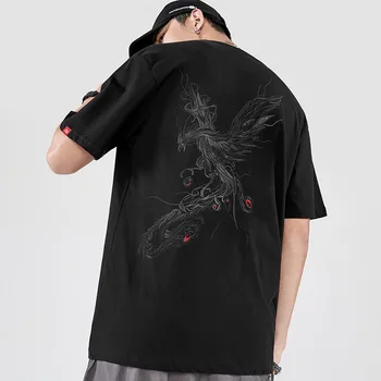 2021 Dizaineris Black Marškinėliai Siuvinėjimo Phoenix Vyrai Gatvės Mados prekinio Ženklo Medvilnės Pusė trumpomis Rankovėmis T-shirt vyrams Viršuje Tee M-4XL 38221