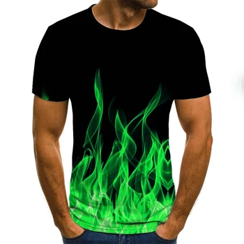 2021 Nauja Liepsna vyriški T-shirt Vasaros Mados trumparankoviai 3D Apvalios Kaklo Viršūnes Dūmų Elementas Marškinėliai Madinga vyriški marškinėliai Apykaklės 68263