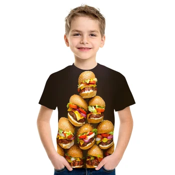 2021 naujas 3D atspausdintas T-shirt / alus / hamburger / bulvytės / Koksas / oranžinė / 3D įdomu T-shirt vyrams ir moterims 94756