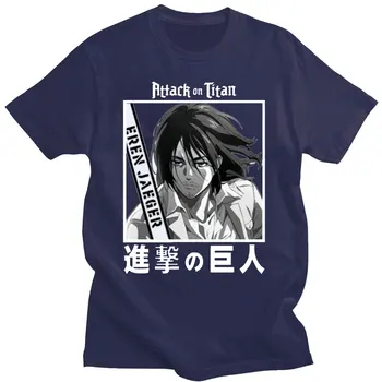 2021 Naujas Japonų Anime Ataka Titan Marškinėlius Super Cool Eren Jager Spausdinti Trumpas Rankovės Vyrų Atsitiktinis Palaidų Hipster T-marškinėliai, Topai 93705