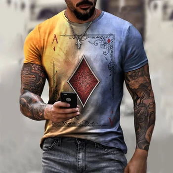2021 Naujas Kietas pokerio marškinėliai mados gatvė dėvėti Atsitiktinis marškinėliai vyrams Greitai-džiovinimo viršūnės 79580