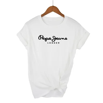 2021 Naujausias Pepe-Jeans-Londonas Logotipas Marškinėliai Vasaros Moterų trumpomis Rankovėmis Populiarus Tees Marškinėliai Topai Unisex