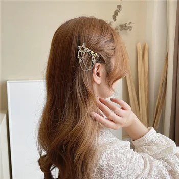 2021 Naujų Korėjos Kutas Aukso Spalvos, Kalnų Krištolas Star Hairgrips Madinga Romantiškos Bižuterijos Plaukų Segtukai Moterims