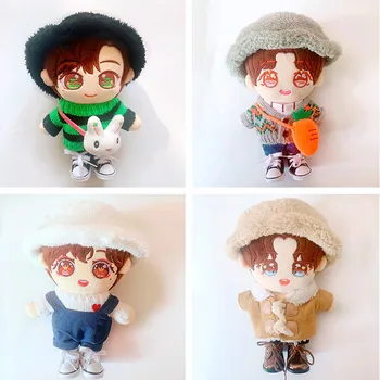 20cm Kūdikių Lėlės Aprangą Pliušinis Lėlės Drabužius Mielas nugaros skrybėlę Įdaryti Žaislas Lėlės Priedai Korėja Kpop EXO Idol 