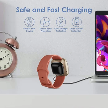 2Pack 3.3 FT Įkroviklio Kabelis USB Įkrovimo Dokas Fitbit Prasme/Versa 3 Smartwatch