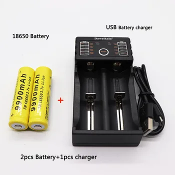 2vnt 18650 baterija 3.7 V 9900mAh įkrovimo liion baterija su krovikliu Led žibintuvėlis batery litio baterija+1pcs Įkroviklis 124886