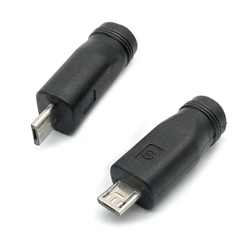 2vnt 5.5 x 2.1 mm moterį, Mini / Micro USB Vyrų DC Maitinimo Kištukas V8 