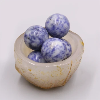 2vnt Apvalus Natūralus blue dot akmens srityje Jaspers agates crystal healing papuošalai 20mm tikras perlas akmens rutulys, kamuolys laimingas mados 180203