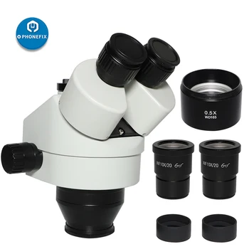 3.5 X-90X vienu metu-Židinio Trinokulinis Mikroskopu Galvos WD 0,5 x 2.0 x Papildomas Objektyvas+ 10X 20X Okuliarai Telefono PCB Litavimas, Remontas
