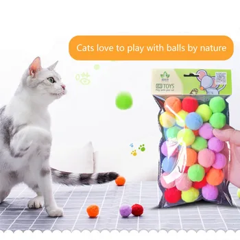 30 vnt Pet Žaislas Atsparus Bite Funny Cat Colorile Kamuolys Kačių Žaislai Ruožas Pliušinis Kamuolys Sąveika Kačių Reikmenys 37278