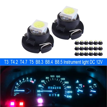 30x T3, T4.2 T4.7 T5 B8.3 B8.4 B8.5 LED Automobilių Lemputės Luces LED Para 1 Led 1210 5050 SMD Auto Interjero Šoninis apšvietimas 6057