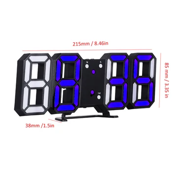 3D LED Skaitmeninis Laikrodis, Žėrintis Naktinis Režimas Ryškumas Reguliuojamas Elektroninis Stalo Laikrodis 24/12 Valandų Rodymo Žadintuvas Sienos Kabo 13089
