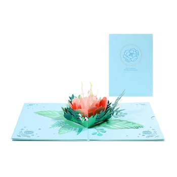 3D Pop-Up Bijūnas Gėlių, Sveikinimo atviruką, už Gimtadienio dieną, Motinos Dieną Vestuvių Paketas H056 138057