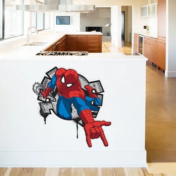 3D Spiderman Super Herojai Sienų Lipdukai Vaikų Kambario Dekoracija Namuose Miegamasis PVC Dekoro Stebuklas Filmą Freskos Sienos Meno Lipdukai 162427
