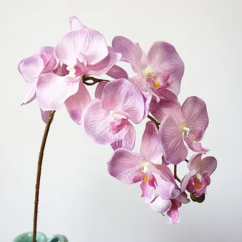 3Pcs Vieną Filialą, 10 Galvų Didelis Phalaenopsis Dirbtinių Gėlių Apdaila, Vazos, Namų Aksesuarai Vestuvių Netikrą Gėlė Orchidėja 141635