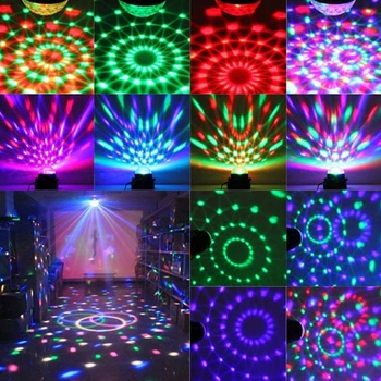 3W RGB LED Etapo Poveikį Žibintai Garso Aktyvuotas Sukasi Pupelių DJ Disco Ball Šalies Mirksėtų Žiburiai, Namų Grupė Kalėdų Kalėdos