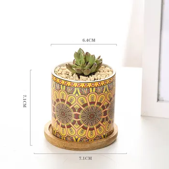 4pcs/set Mandala Keramikos Augalų, Gėlių Vazonas Spalvingas Geometrines Spausdinimo Raundo Succulents Bonsai plantatorius Dėklas Sodo Dekoro 129985