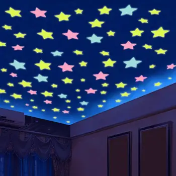 50Pcs Liuminescencinės Siena Lipdukas 3D Žvaigždžių Snaigės Švyti Tamsoje Šviesos Siena Lipdukas Kambarį Miegamųjų Namo Apdaila 86501