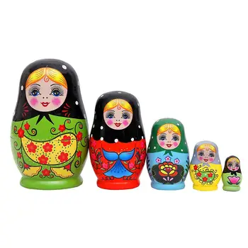 5vnt/Set Flower Print rusijos Lizdus Lėlės Matryoshka Mediniai Rankų darbo Žaislas Amatų, Etninės Stiliaus Lėlės 