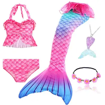 5vnt/Set Merginos Undinėlės Uodega maudymosi kostiumėlį Vaikų Undinėlės Kostiumu Cosplay Paplūdimio Drabužių, Maudymosi Kostiumą