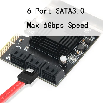 6 Port SATA 3 PCI Express Plėtros Plokštę PCI-E/PCIE SATA Valdiklio SATA Daugiklis SATA3 6Gbps ASMedia ASM1166 Mikroschemą HDD SSD 188064