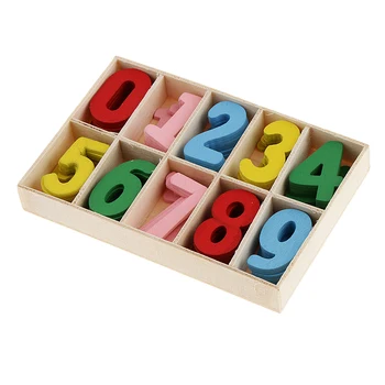 60 Vnt. Spalvingų Mini Medienos 0-9 arabų Numeris Embellishment Su Medienos Saugojimo Dėklas Vaikams Švietimo Žaislai, Žaidimai 