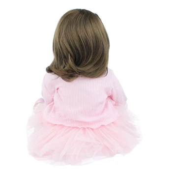 60cm Silikono Reborn Baby Doll Minkšto Vinilo Rožinė Suknelė Princesė Bamblys Kūdikių Dress Up Play House Žaislai, Gimtadienio Dovana