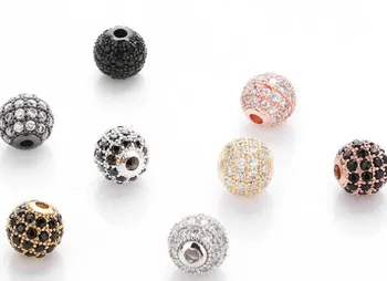 6mm kamuolys apvalus kristalų mikro nutiesti cz cirkonis kubinis cirkonis karoliukai, vario, sidabro, aukso, juoda, padengtą apyrankę priedai yfg34 195230