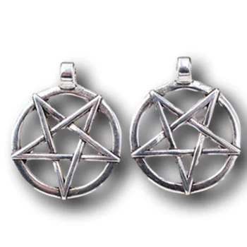 6pcs Satanism Metalo Žymes Tuščiaviduriai Linijos penkiakampė Žvaigždė, Karolius, 