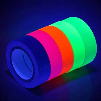 6Rolls UV Reaktyvus Juostos Lempos Liuminescencinės Juosta Švyti Tamsoje Neon Gaffer Šviesos Juosta Saugos Įspėjimas Namų Dekoro