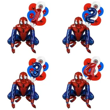 8pcs Marvel Spiderman Šalies Balionas 32inch Skaičius Aliuminio Folija Balionas Vaikams Gimtadienio Dekoravimo, Kūdikių Dušas, Oro Globos 7691