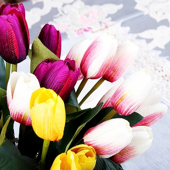 9 Vadovai Tulpių Dirbtinių Gėlių Nekilnojamojo Touch Netikrą Gėlių Tulpių Puokštė Namų Vestuvių Dekoravimas Šalies Prekių Rose Mėlyna Dovana 163477