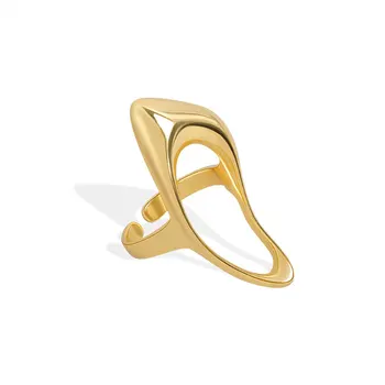925 Sterlingas Sidabro Naujas Paprastas Ovalo Formos Aukso Spalvos Žiedų Šviesą Nelaimę Atidarymo Rankų Darbo Žiedas Mados Fine Jewelry 176145